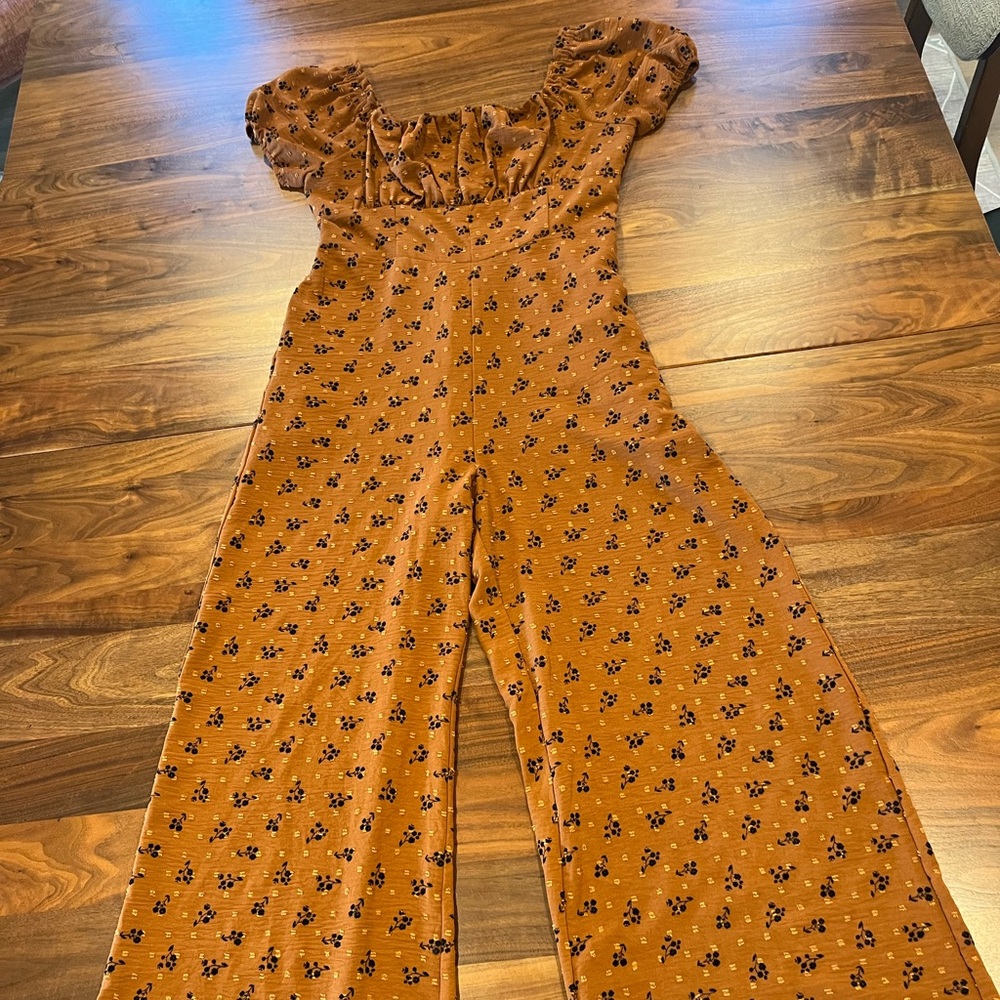 Sadie & Sage Rust Floral Jumpsuit